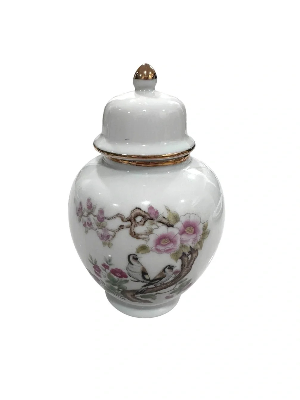 Andrea By Sadek Porcelain Floral Chinoiserie Bird Ginger Jar